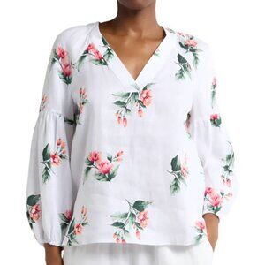Tommy Bahama Florentina Flourish linen popover long sleeve blouse floral relaxed